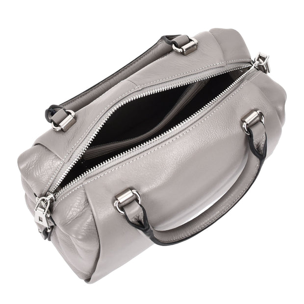Women Real Leather Handbag Small Casual Outgoing Style Grab Handles A393 Grey-4