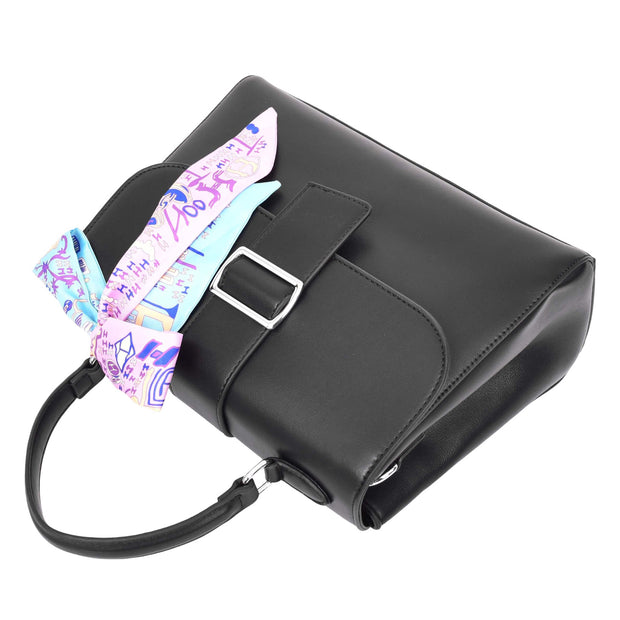 Womens Handbag Faux Leather Top Handle Doctors Bag Outgoing Fashion Tote A897 Black-7