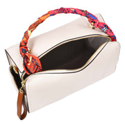 Women's Faux Leather Handbag Cross Body Casual Fashion Barrel Bag A890 White-6