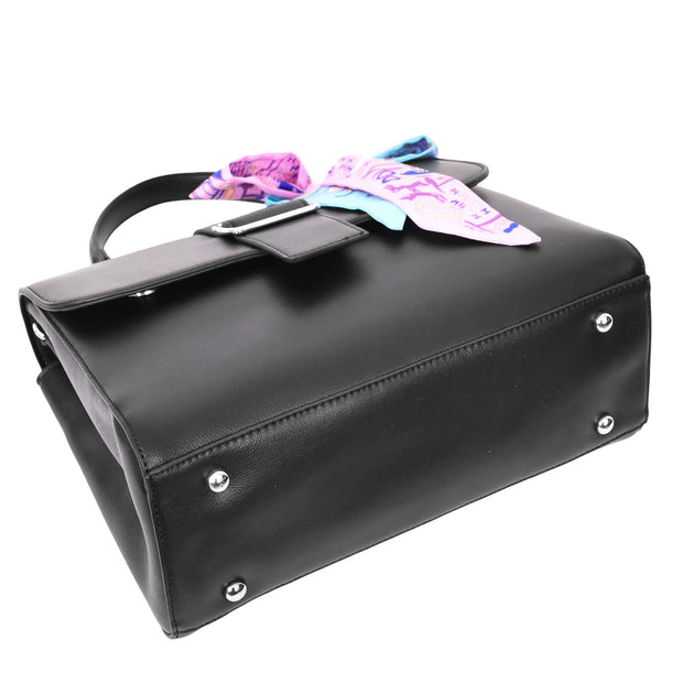 Womens Handbag Faux Leather Top Handle Doctors Bag Outgoing Fashion Tote A897 Black-8