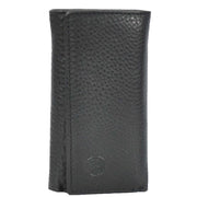 Real Leather Tri-Fold Key Case Wallet With Multiple Key Holders Pouch A168 Black