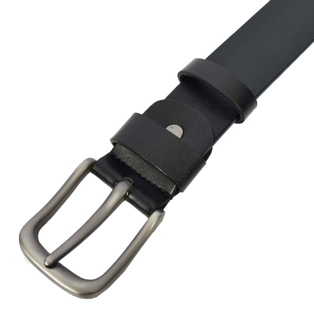 Genuine Leather Classic Pin Buckle Belt For Mens Jeans Work Casual Wear Style A04 Black