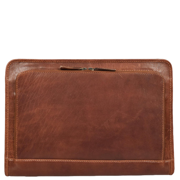 Brown Leather Folio Bag A4 Document Underarm Portfolio Case - Stanford