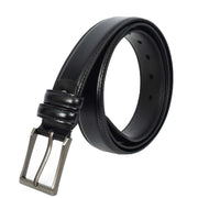 Mens Real Leather Pin Buckle Belt With Stitch Details Classic Style A01 Black