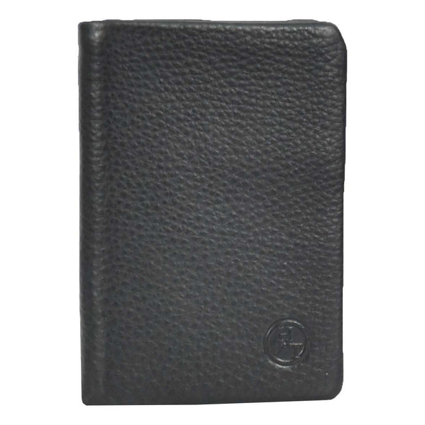 Mens Real Leather Bi-Fold Slim Wallet Coins Cards Banknotes Classic Style A162 Black