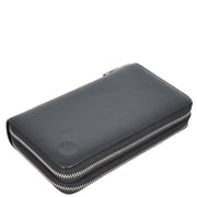 Real Leather Clutch Dual Zipper Large Size Lockable Purse Organiser Travel Wallet A213 Black