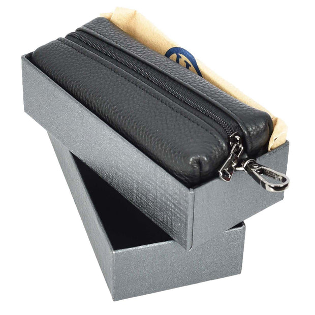 Large Size Real Leather Key Ring Case Pen Pencil Glasses Car Key Holder Pouch A932 Black