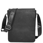Mens Real Black Leather Tall Messenger Bag Flight Shoulder Organiser Mayer-3
