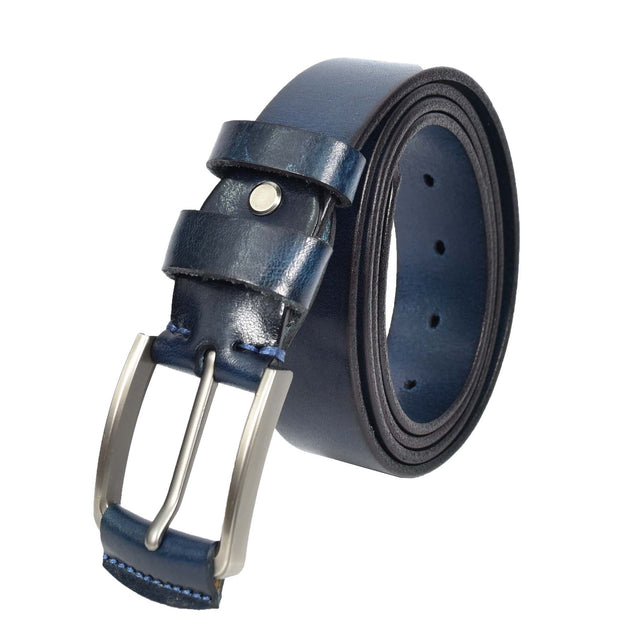 Men's Genuine Leather Belt Classic Buckle Design Multiple Colours Casual Style A008 Navy