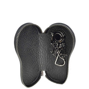 Premium Leather Key Case Wallet With Multiple Key Hooks Zip Around Pouch Style A169 Black
