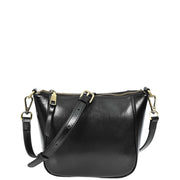 Womens Genuine Leather Cross Body Bag Small Zip Top Sling Handbag Liv Black