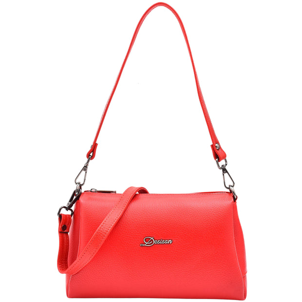 Women Girls Premium Leather Small Handbag Shoulder Crossbody Messenger Bag A3017 Red