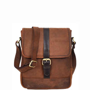 Mens Distressed Leather Crossbody Messenger Bag Vintage Brown Casual Flight Bag Arlo-5