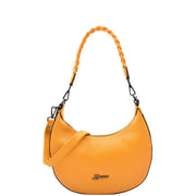 Womens Leather Shoulder Bag Braided Handle Casual Fashion Handbag A50 Yellow