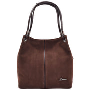 Womens Real Leather Suede Shoulder Hobo Bag Casual Outgoing Handbag A7153 Brown