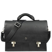 Mens Premium Leather Briefcase Shoulder Bag 15inch Laptop Organiser Satchel Bag A513 Black