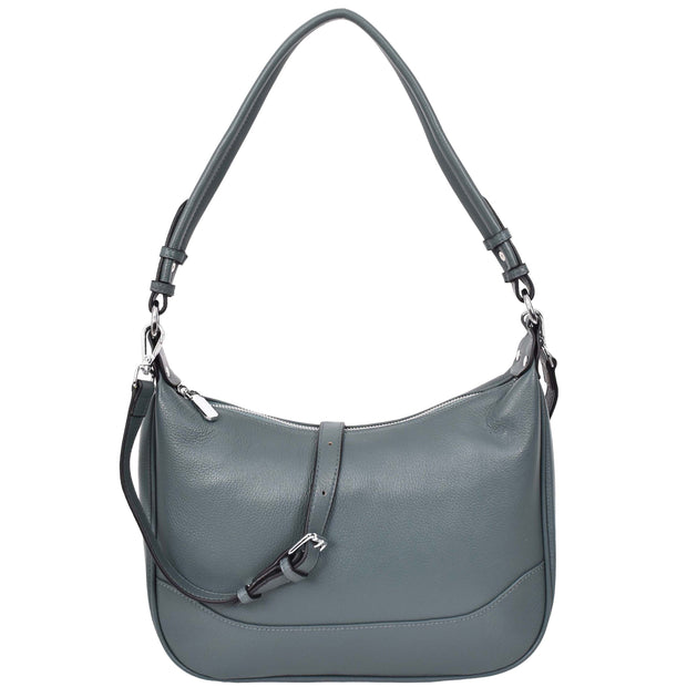 Real Leather Hobo Handbag Womens Shoulder Bag Cross Body Multi Straps A688 Teal-6