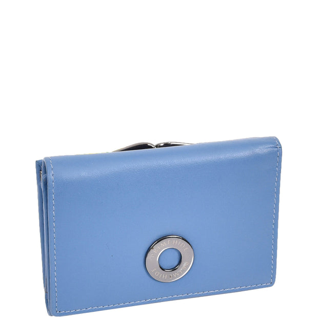 Womens Leather Purse Trifold Metal Clasp Cash Coins Cards Wallet A209 Blue 3