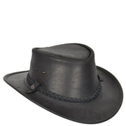 Real Leather Handmade Stylish Cowboy Australian Bush Hat Black-1