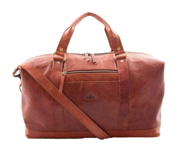 Genuine Leather Holdall Travel Duffle Weekend Cabin Size Bag York Tan