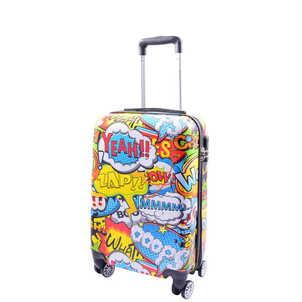 Cabin Size 4 Wheel Luggage Hard Shell Comic Print