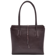 Womens Genuine Leather Shoulder Bag A4 Size Classic Handbag A062 Brown