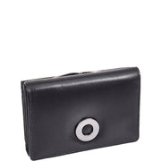 Womens Leather Purse Trifold Metal Clasp Cash Coins Cards Wallet A209 Black 2