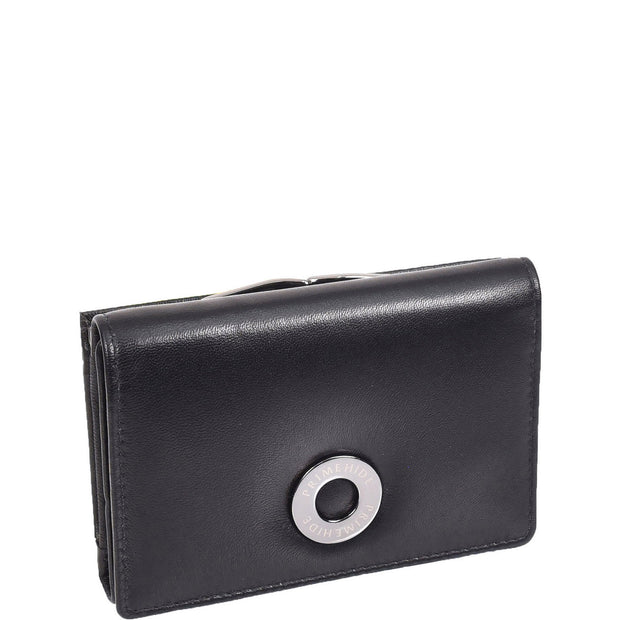 Womens Leather Purse Trifold Metal Clasp Cash Coins Cards Wallet A209 Black 2
