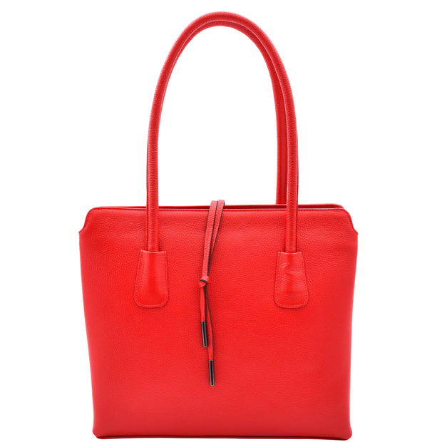 Womens Genuine Leather Shoulder Bag A4 Size Classic Handbag A062 Red