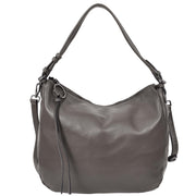 Womens Leather Hobo Handbag Soft Large Multi Straps Zipper Shoulder Bag A202 Grey-12