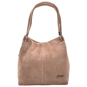 Womens Real Leather Suede Shoulder Hobo Bag Casual Outgoing Handbag A7153 Taupe