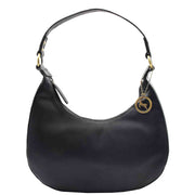 Classic Shoulder Hobo Real Leather Zip Bag GEMMA Black 7