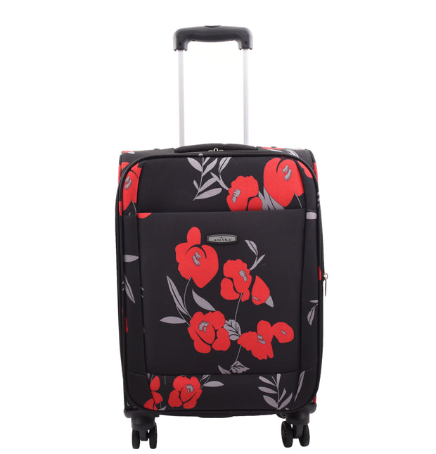 4 Wheel Cabin Size Suitcase Lightweight Soft Expandable Hand Luggage Multi Flower AT56 Black