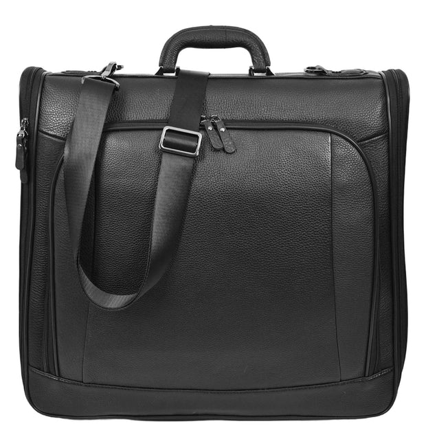 Premium Leather Large Suit Carrier Dress Carry On Garment Travel Bags A1321 Black