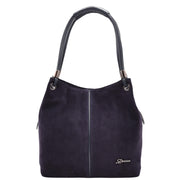 Womens Real Leather Suede Shoulder Hobo Bag Casual Outgoing Handbag A7153 Navy