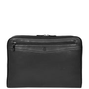 Premium leather Portfolio Zip Around Travel A4 Document Organiser Folio Bag A367 Black