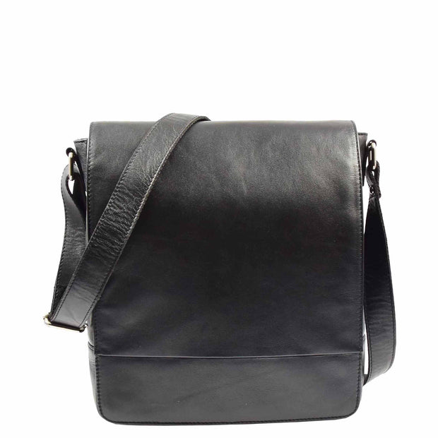 Real Leather Messenger Bag for Men Large IAN Black
