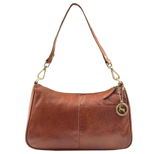 Womens Detachable Straps Leather Shoulder Bag ELLA Chestnut 1