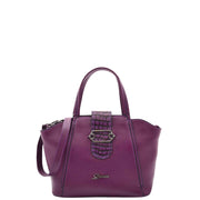 Womens Real Leather Handbag Croc Trim Casual Outgoing Fashion Tote Bag A6058 Purple