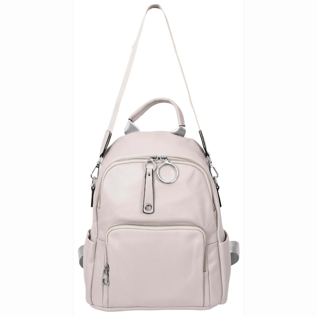 Women's Genuine Leather Backpack Multiple Pockets Casual Fashion Rucksack A618 Taupe-8