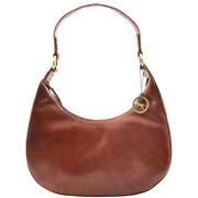Classic Shoulder Hobo Real Leather Zip Bag GEMMA Chestnut 3