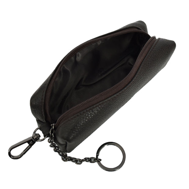 Large Size Real Leather Key Ring Case Pen Pencil Glasses Car Key Holder Pouch A932 Brown