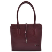 Womens Genuine Leather Shoulder Bag A4 Size Classic Handbag A062 Burgundy