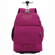 Rolling Backpack with Wheels, Laptop Travel Rucksack Multiple Compartments for Hiking, Camping, Business Casual Travel Cabin Size Bag Flack Purple