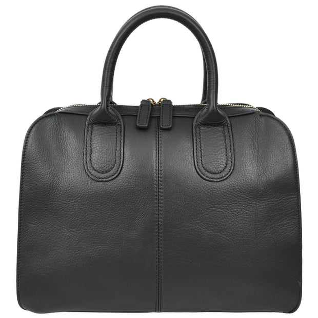 Womens Leather Handbag Large Tote with Shoulder Strap Casual Style Thea Black