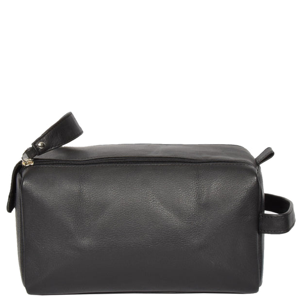 Genuine Soft Leather Black Travel Wash Bag A179-2
