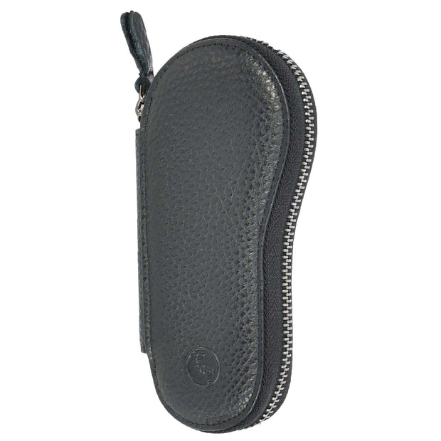 Premium Leather Key Case Wallet With Multiple Key Hooks Zip Around Pouch Style A169 Black