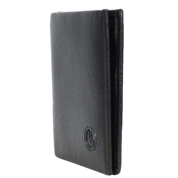 Genuine Leather Mens Slim Bi-Fold Style Wallet Notes Coin Pocket Business Cards A208 Black