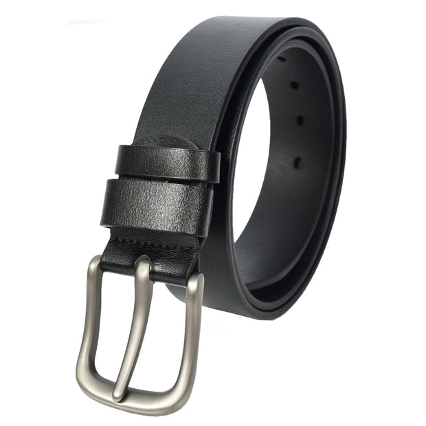 Genuine Leather Classic Pin Buckle Belt For Mens Jeans Work Casual Wear Style A04 Black