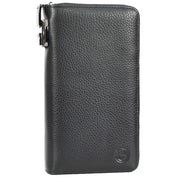 Real Leather Clutch Dual Zipper Large Size Lockable Purse Organiser Travel Wallet A213 Black
